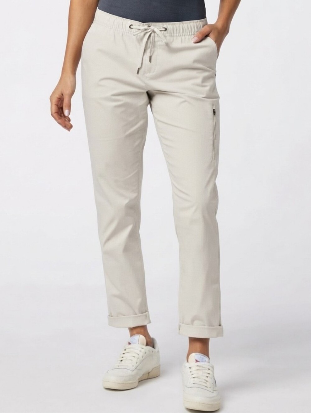 Vuori Ripstop Pant Women’s Size M Cream Organic Cotton Drawstring Casual Hiking